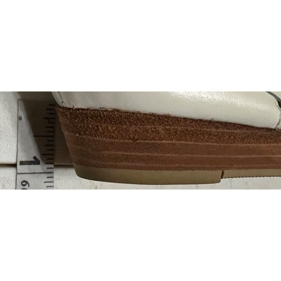 VINTAGE Nine West Low Heel White Slip-on Leather Sandals Women's Size 6M (READ) - Picture 7 of 16